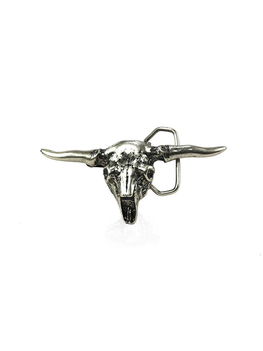 Hebilla Cinturon Calavera Toro Longhorn Plateado | CJ63405/1