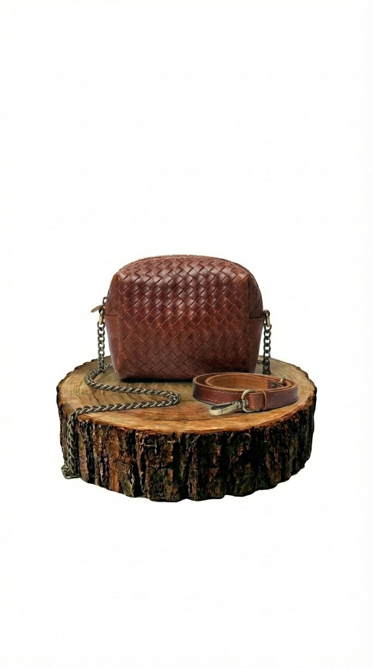 Bolso de Mano de Piel Dorado para Mujer | CJ7048