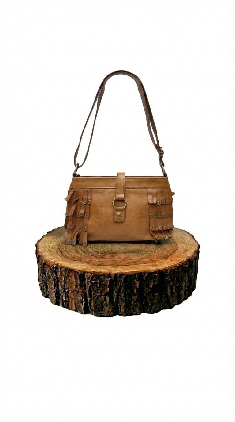 Bolso de Mano de Piel Marrón para Mujer | CJ5446