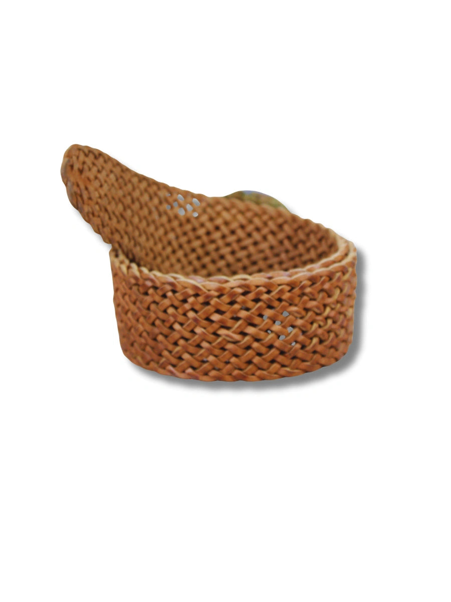 detalle cinturon piel trenzado hojas mostaza mayorista — ref. CJ62071