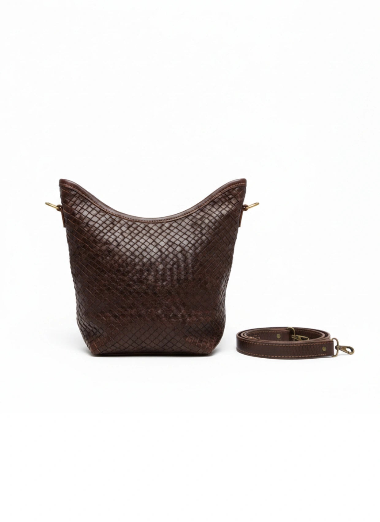 vista 3 marrón oscuro bolso shopper de piel marrón oscuro para mujer — CJ0202