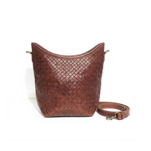 detalle dorado bolso shopper de piel marrón oscuro para mujer — ref. CJ0202