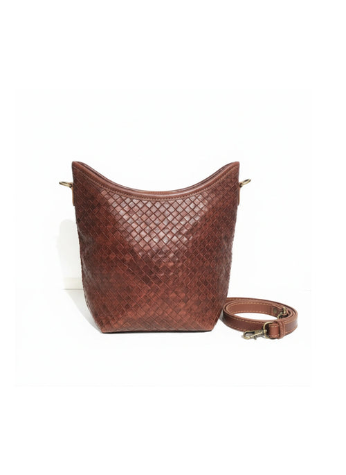 detalle dorado bolso shopper de piel marrón oscuro para mujer — ref. CJ0202