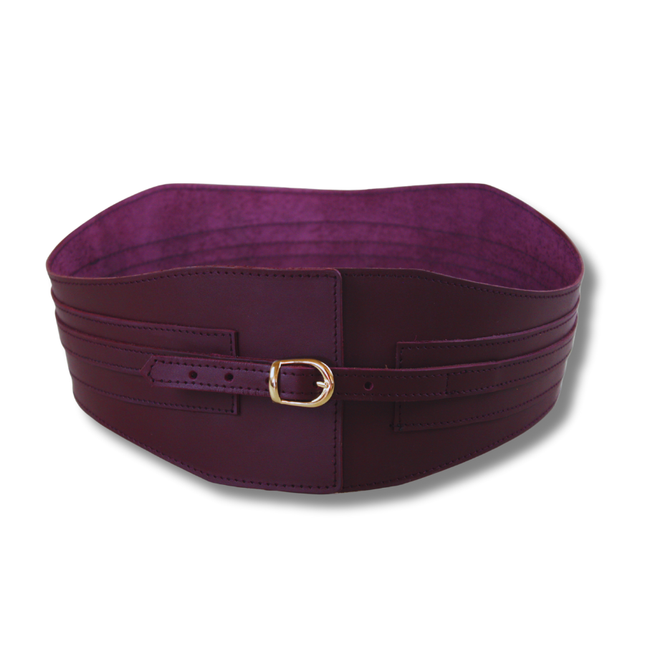 cinturon fajin ancho estructurado piel marron marrón oscuro vista frontal — CJ1228