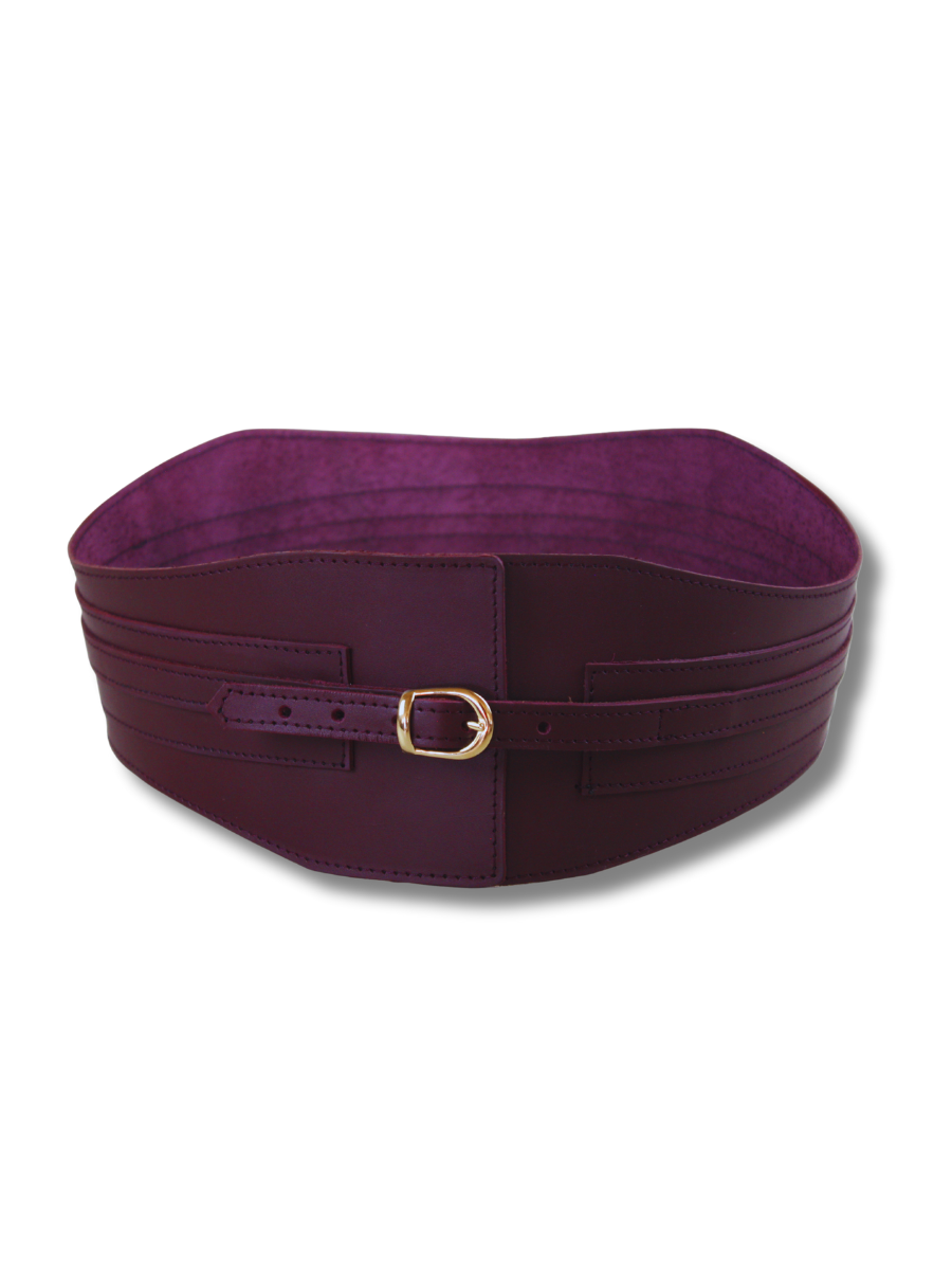 cinturon fajin ancho estructurado piel marron marrón oscuro vista frontal — CJ1228