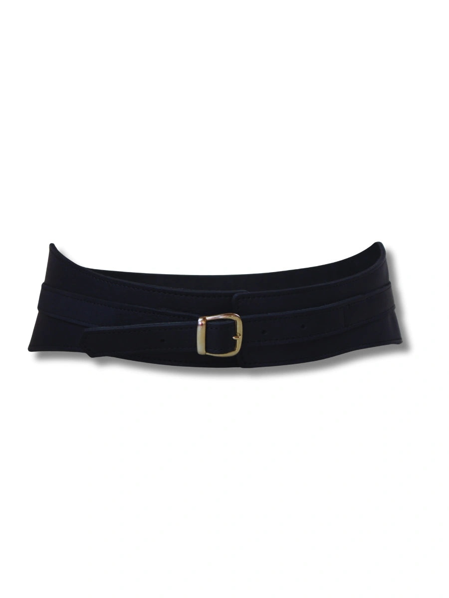 vista 3 negro cinturón de piel negro para unisex — CJ1346