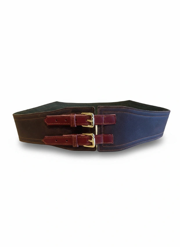 cinturón de piel marrón oscuro para unisex marrón oscuro vista frontal — CJ1247