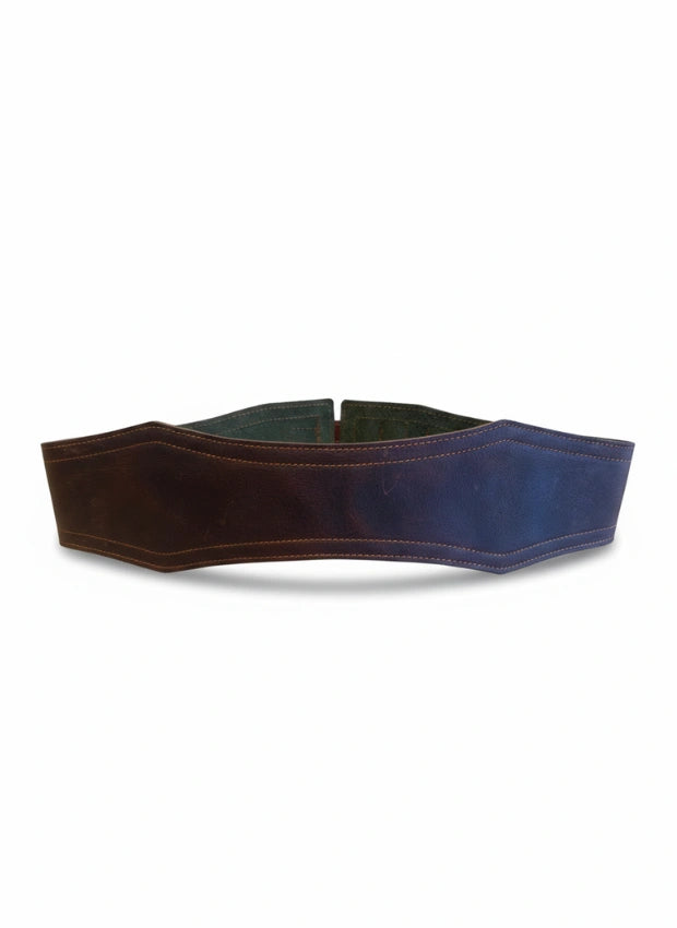 detalle marrón oscuro cinturón de piel marrón oscuro para unisex — ref. CJ1247