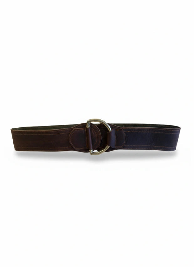 cinturón de piel marrón oscuro para unisex marrón oscuro vista frontal — CJ1259
