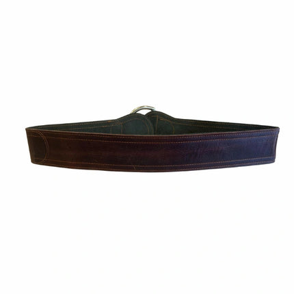 detalle marrón oscuro cinturón de piel marrón oscuro para unisex — ref. CJ1259