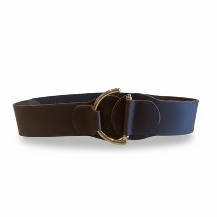 cinturón de piel marrón oscuro para unisex marrón oscuro vista frontal — CJ1257