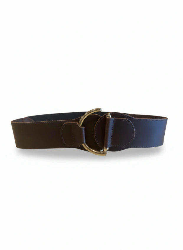 cinturón de piel marrón oscuro para unisex marrón oscuro vista frontal — CJ1257