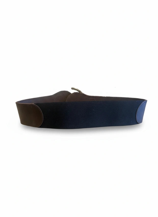 detalle marrón oscuro cinturón de piel marrón oscuro para unisex — ref. CJ1257