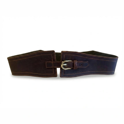 cinturón de piel marrón oscuro para unisex marrón oscuro vista frontal — CJ1253