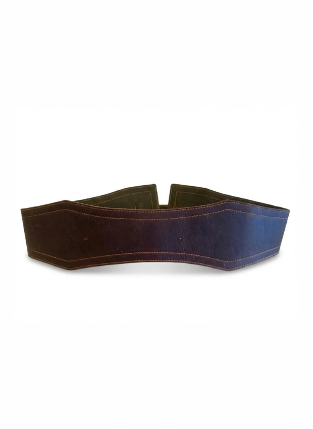 detalle marrón oscuro cinturón de piel marrón oscuro para unisex — ref. CJ1253