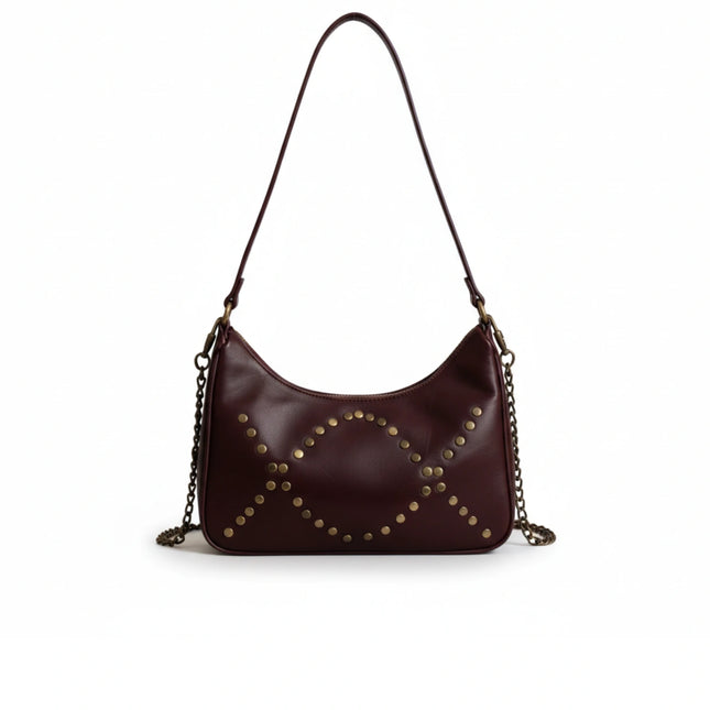 detalle dorado bolso de hombro con tachuelas negro — ref. CJ5541