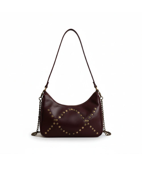 detalle dorado bolso de hombro con tachuelas negro — ref. CJ5541