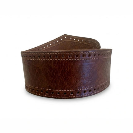 detalle marrón cinturón de piel marrón para unisex — ref. CJ10007