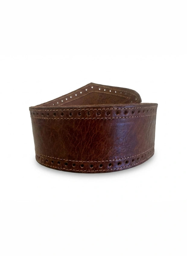 detalle marrón cinturón de piel marrón para unisex — ref. CJ10007
