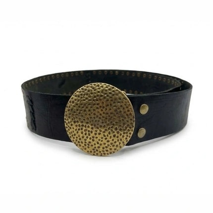 cinturón de piel marrón para unisex marrón vista frontal — CJ0002