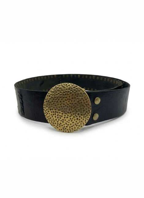 cinturón de piel marrón para unisex marrón vista frontal — CJ0002