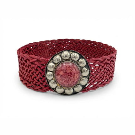 pulsera de piel rosa rosa vista frontal — CJ0764