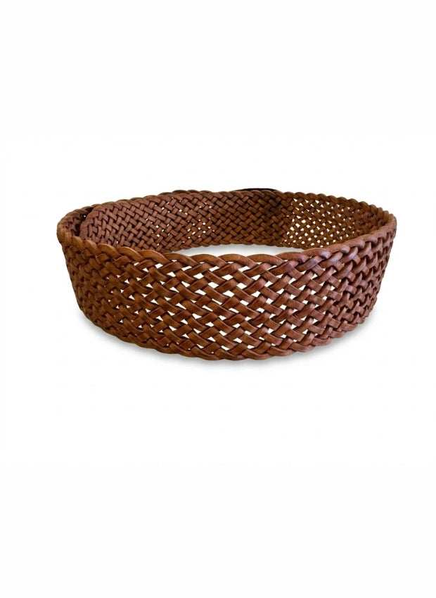vista 3 marrón cinturón de piel marrón para unisex — CJ10225