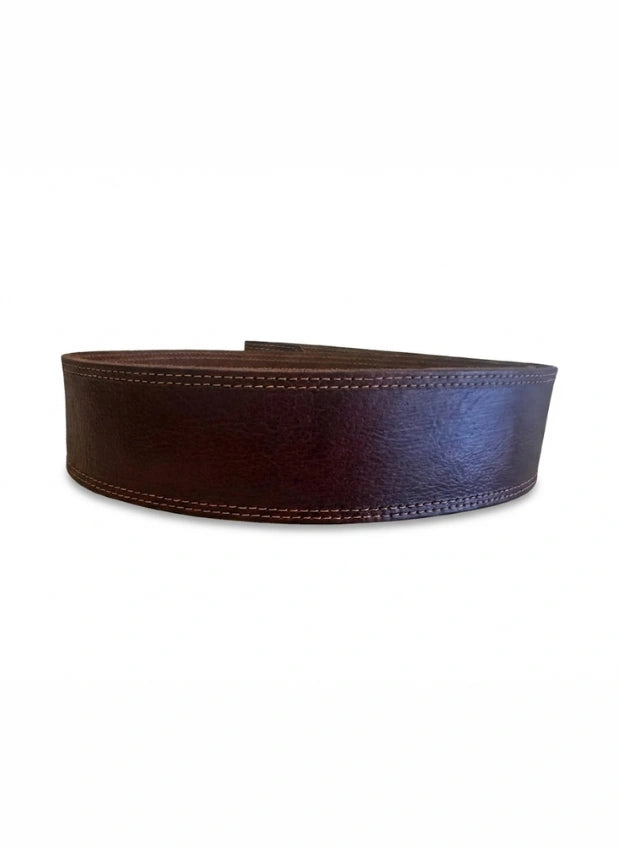 detalle marrón cinturón de piel marrón para unisex — ref. CJ4504