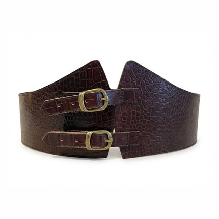 cinturón de piel marrón oscuro para unisex marrón oscuro vista frontal — CJ5361