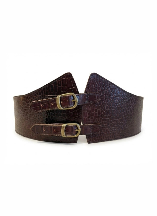 cinturón de piel marrón oscuro para unisex marrón oscuro vista frontal — CJ5361