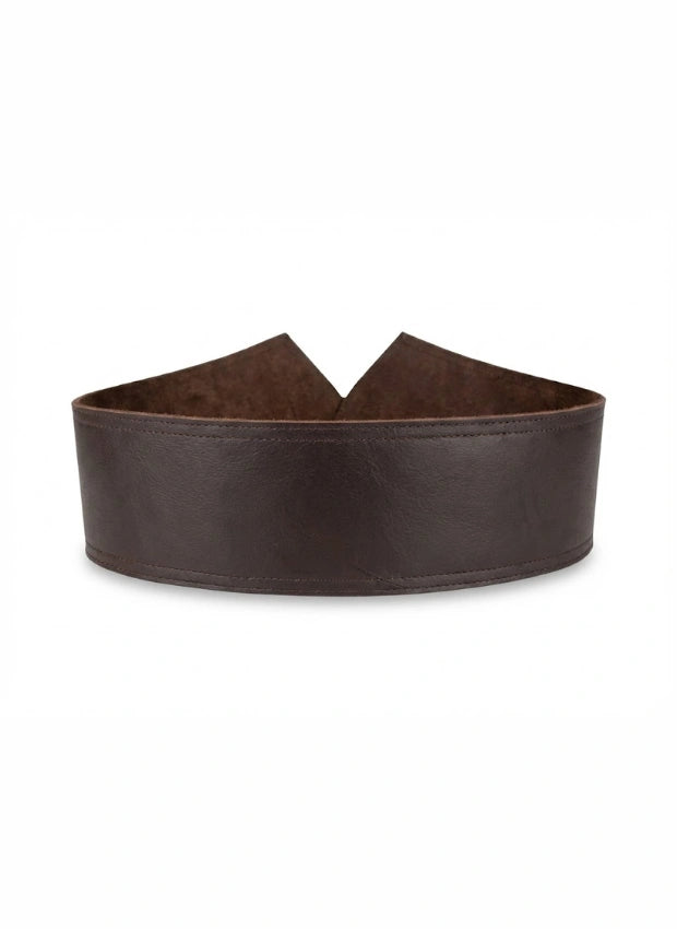 detalle marrón oscuro cinturón de piel marrón oscuro para unisex — ref. CJ5365