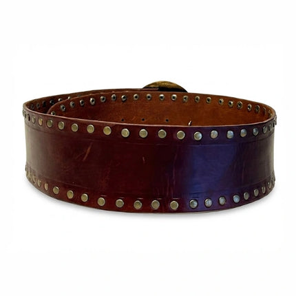 detalle marrón oscuro cinturón de piel marrón oscuro para unisex — ref. CJ5362