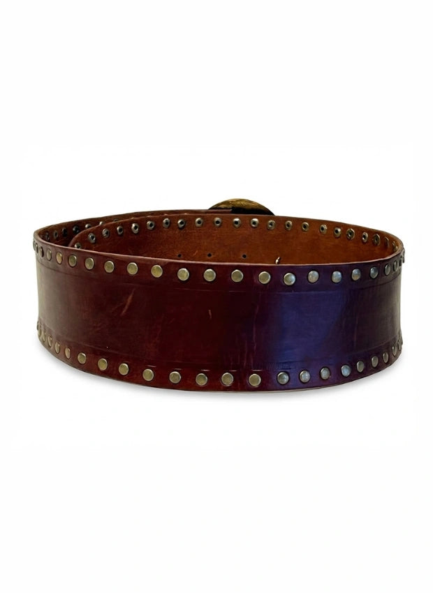 detalle marrón oscuro cinturón de piel marrón oscuro para unisex — ref. CJ5362