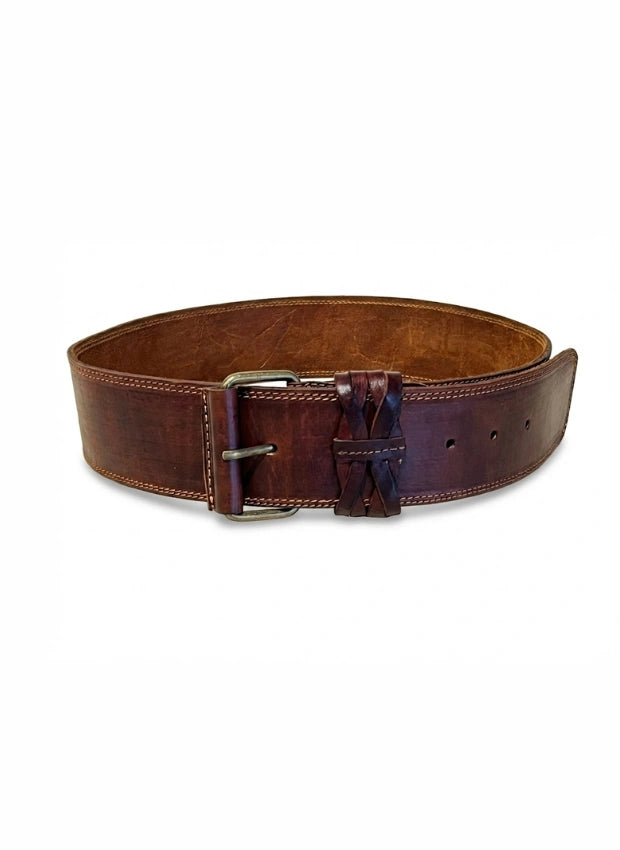 cinturón de piel marrón oscuro para unisex marrón oscuro vista frontal — CJ3439