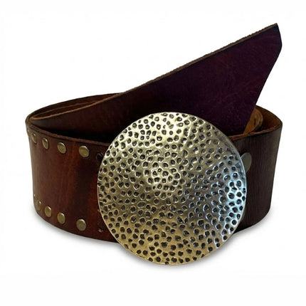 vista 3 marrón cinturón de piel marrón para unisex — CJ0002