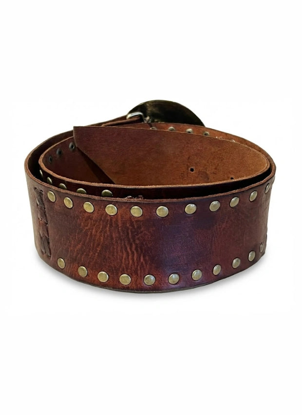vista 4 marrón cinturón de piel marrón para unisex — CJ0002