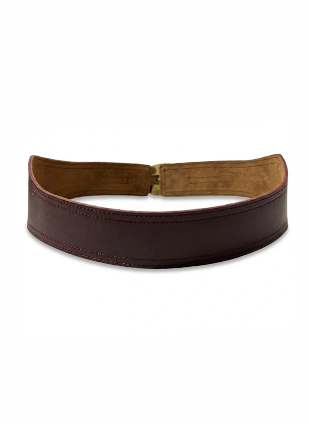 detalle marrón oscuro cinturón de piel marrón oscuro para unisex — ref. CJ5364