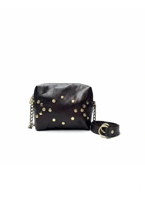detalle marrón oscuro bolso de mano de piel negro para mujer — ref. CJ789