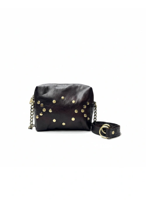detalle marrón oscuro bolso de mano de piel negro para mujer — ref. CJ789
