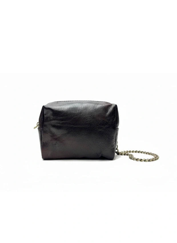 vista 4 negro bolso de mano de piel negro para mujer — CJ789