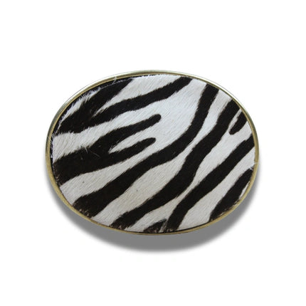 Hebilla Ovalada Animal Print Cebra en Piel - CJ3591