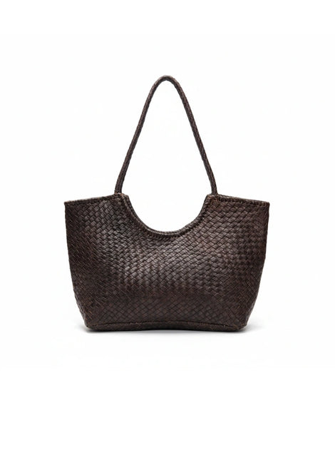 detalle marrón oscuro bolso de mano de piel marrón oscuro para mujer — ref. CJ2251