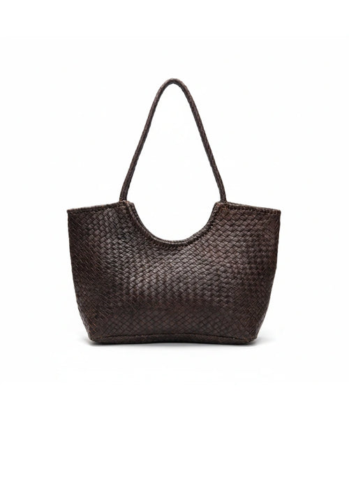 detalle marrón oscuro bolso de mano de piel marrón oscuro para mujer — ref. CJ2251