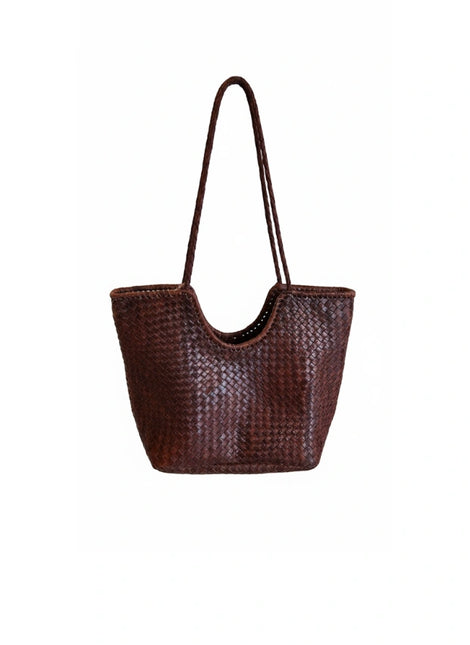 detalle marrón oscuro bolso shopper de piel dorado para mujer — ref. CJ2355