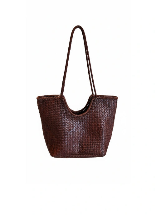 detalle marrón oscuro bolso shopper de piel dorado para mujer — ref. CJ2355