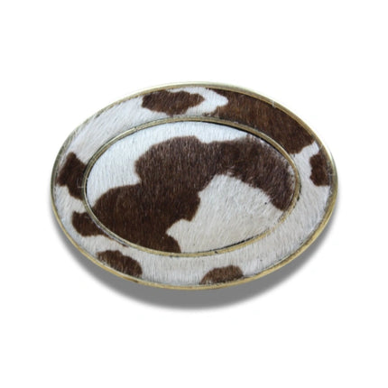 Hebilla Ovalada con Inserto Rectangular Animal Print Leopardo en Piel - CJ3591