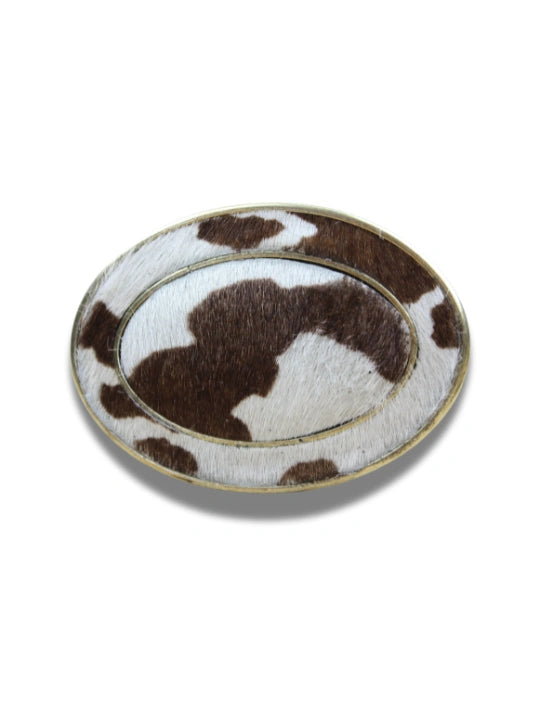 Hebilla Ovalada con Inserto Rectangular Animal Print Leopardo en Piel - CJ3591
