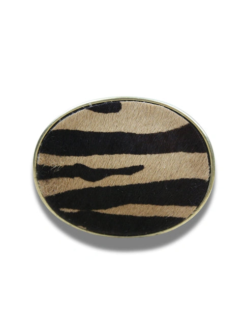 hebilla ovalada con inserto rectangular animal print leopardo vista frontal — CJ3591