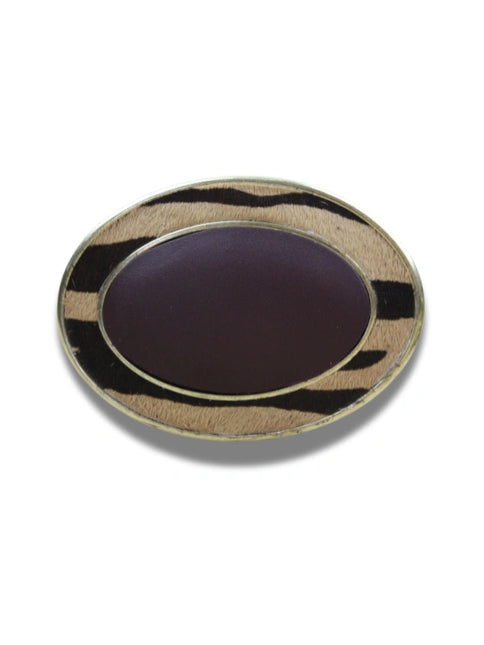 hebilla ovalada animal print tigre en piel vista frontal — CJ3591