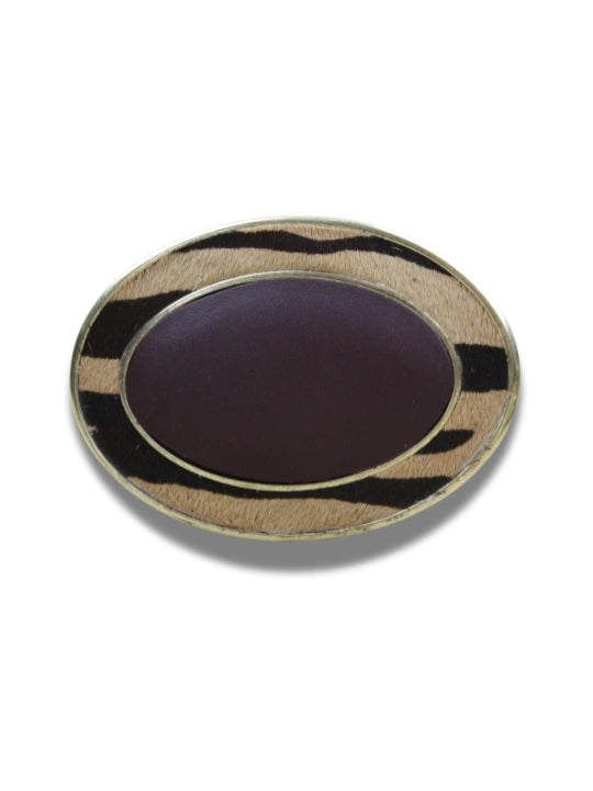 hebilla ovalada animal print tigre en piel vista frontal — CJ3591